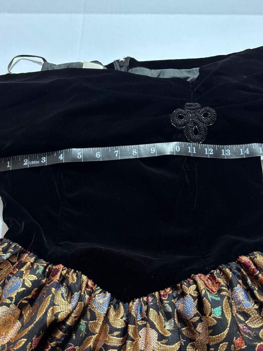 Vintage Jessica McClintock Size 8 Velvet Bodice Metallic Brocade Dress - Picture 7 of 9